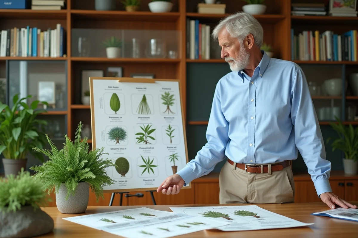 Professeur de sciences montre des plantes en classe