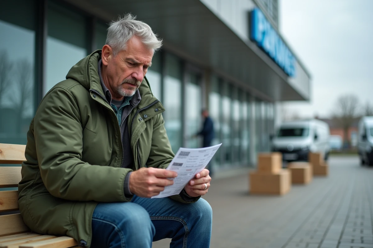 Homme attendant avec un bordereau à Harnes