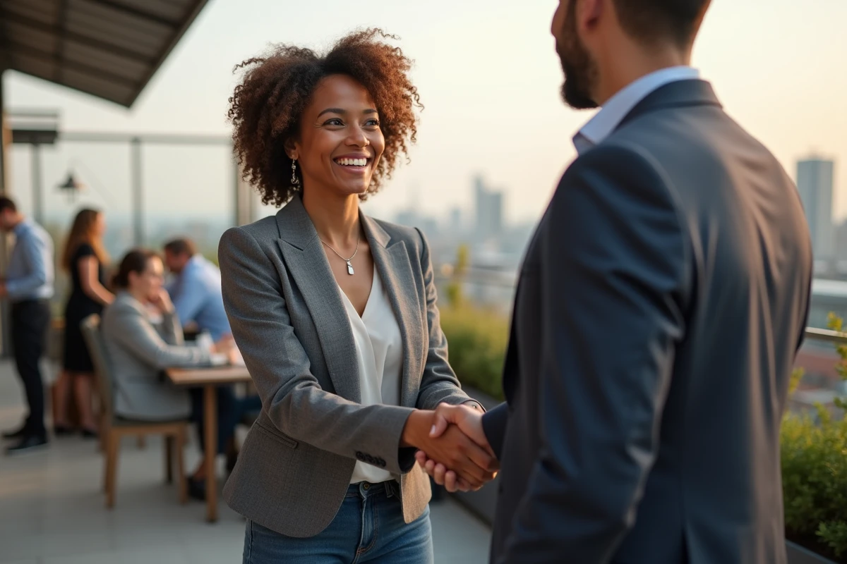 Femme et homme se serrant la main lors d